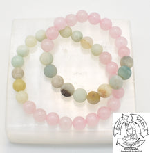 Load image into Gallery viewer, Rose Quartz and Amazonite Stretchy Stone Bracelet

