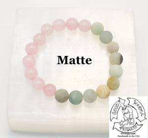 Matte Amazonite and Rose Quartz Stretchy Stone Bracelet