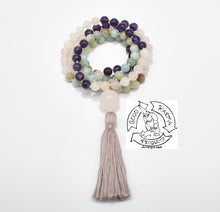 Load image into Gallery viewer, Rose Quartz, Amazonite, and Amethyst Mala 
