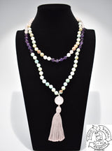 Handmade Mala made of Amethyst, Amazonite, and Rose Quartz