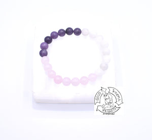 "Serenity Love" - Lepidolite, Moonstone and Rose Quartz Stone Bracelet