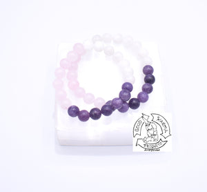 "Serenity Love" - Lepidolite, Moonstone and Rose Quartz Stone Bracelet