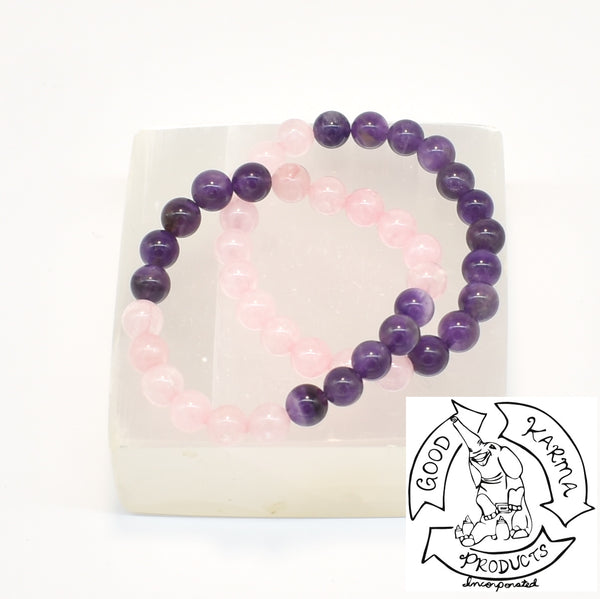 Amethyst and Rose Quartz Bracelets