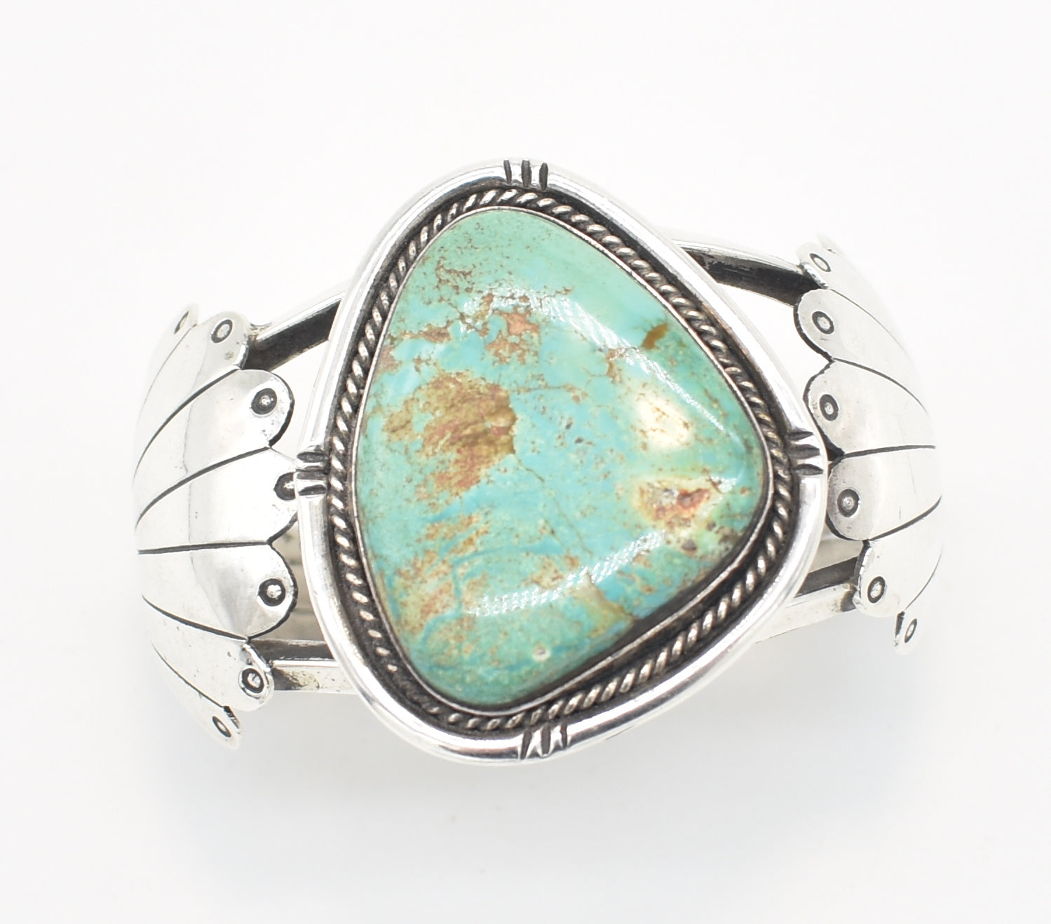 Larger Slab Turquoise and Sterling Silver Southwestern Cuff