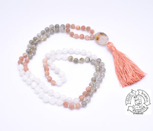 Handmade Japa Mala made with Sunstone, Moonstone, and Labradorite.
