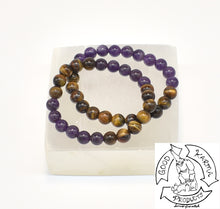 Load image into Gallery viewer, Amethyst and Tiger Eye Bracelets Handmade
