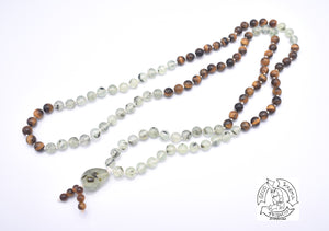 "Enduring Dreams " - Prehnite and Tiger Eye Handmade 108 Stone Japa Mala