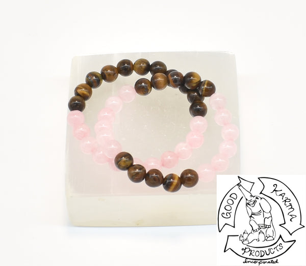 Tiger Eye and Rose Quartz Bracelets Handmade