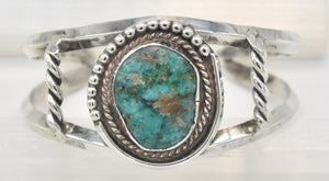 Vintage Green Turquoise Sterling Silver Cuff