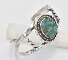 Load image into Gallery viewer, Vintage Green Turquoise Sterling Silver Cuff
