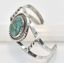 Load image into Gallery viewer, Vintage Green Turquoise Sterling Silver Cuff
