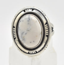 Load image into Gallery viewer, White Buffalo Turquoise Sterling Silver &quot;P.A. Smith&quot; Stamped Ring- Size 12
