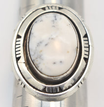 Load image into Gallery viewer, White Buffalo Turquoise Sterling Silver &quot;P.A. Smith&quot; Stamped Ring- Size 12
